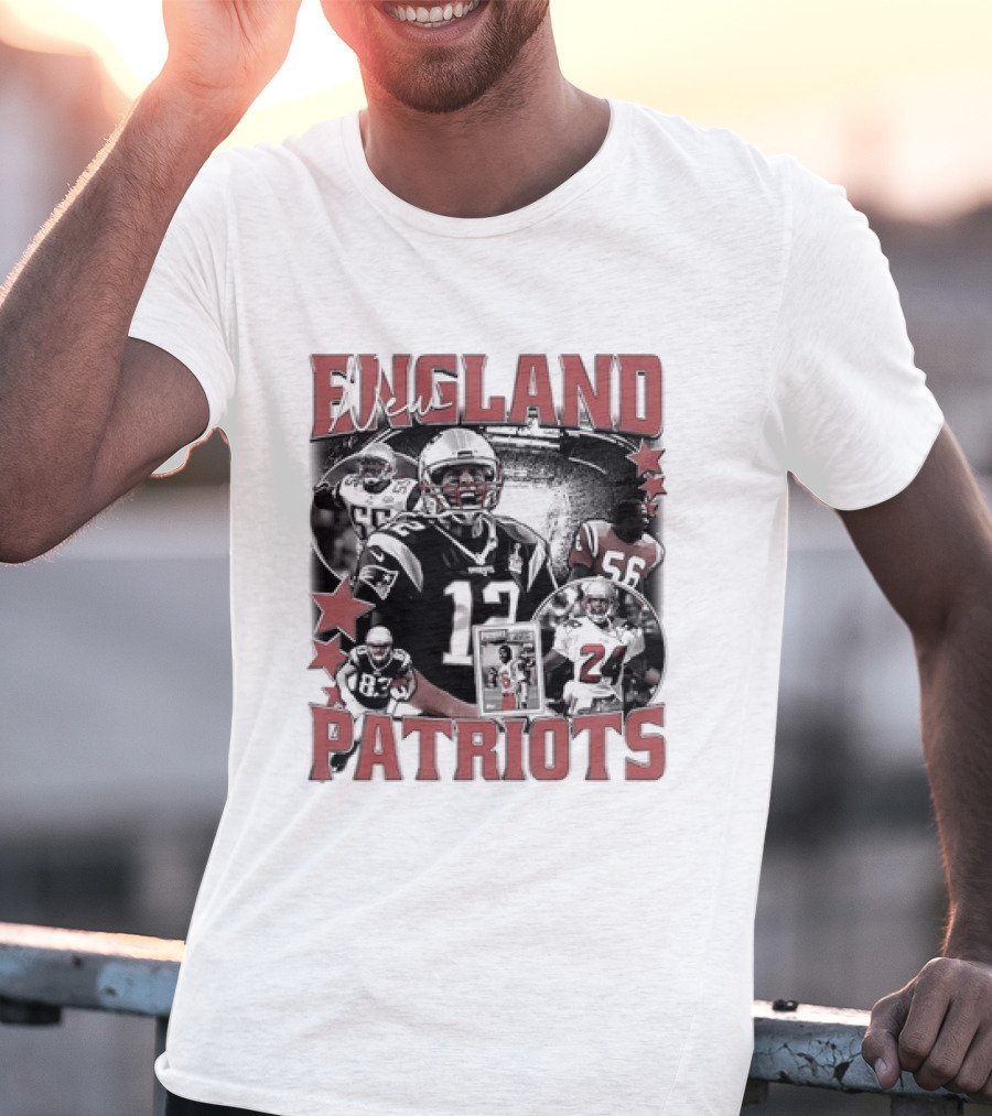 New England Patriots Vintage 90s Football Style Bootleg T-Shirt