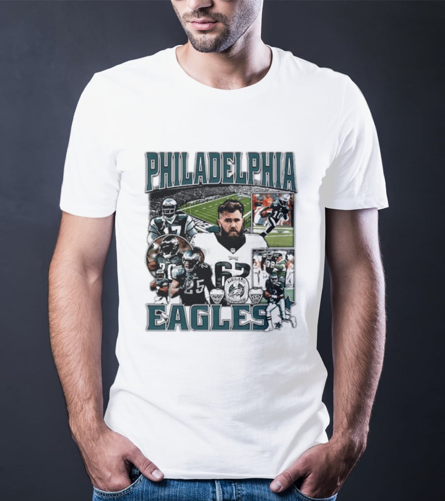 Philadelphia Eagles Football 90s Bootleg Players Collage T-Shirt