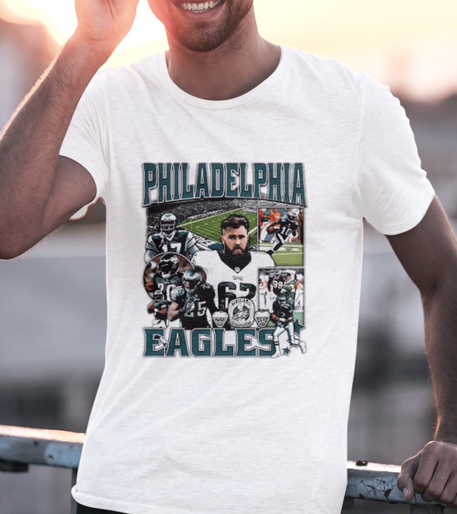 Philadelphia Eagles Football 90s Bootleg Players Collage T-Shirt