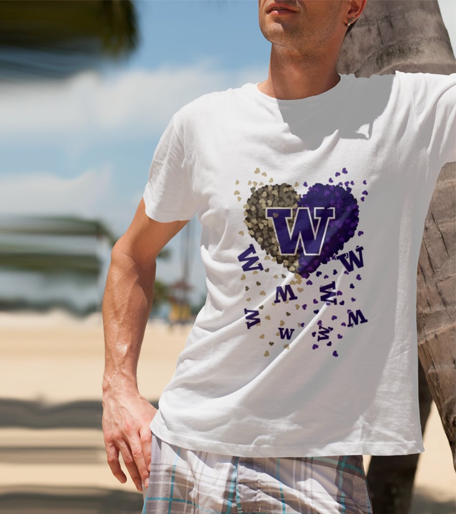 W Washington Huskies Heart 2026 Football Celebration T-Shirt