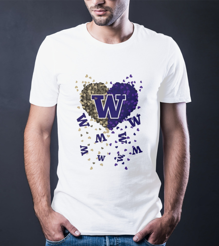 W Washington Huskies Heart 2026 Football Celebration T-Shirt