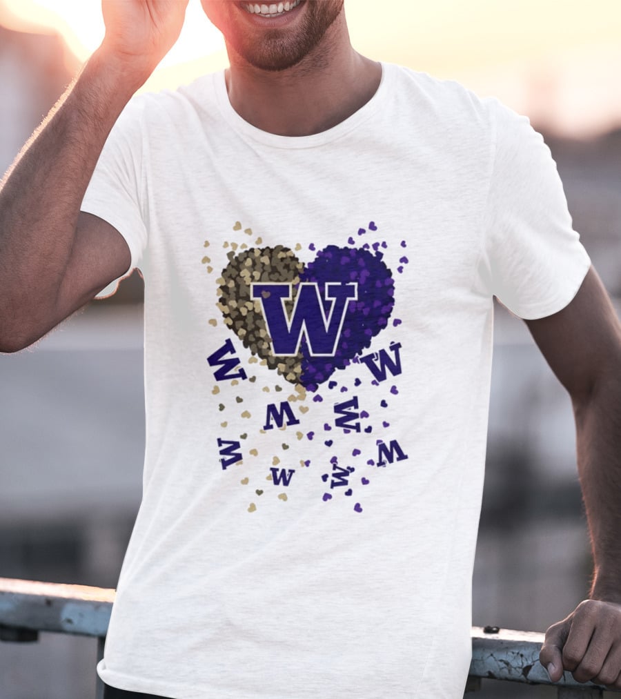 W Washington Huskies Heart 2026 Football Celebration T-Shirt