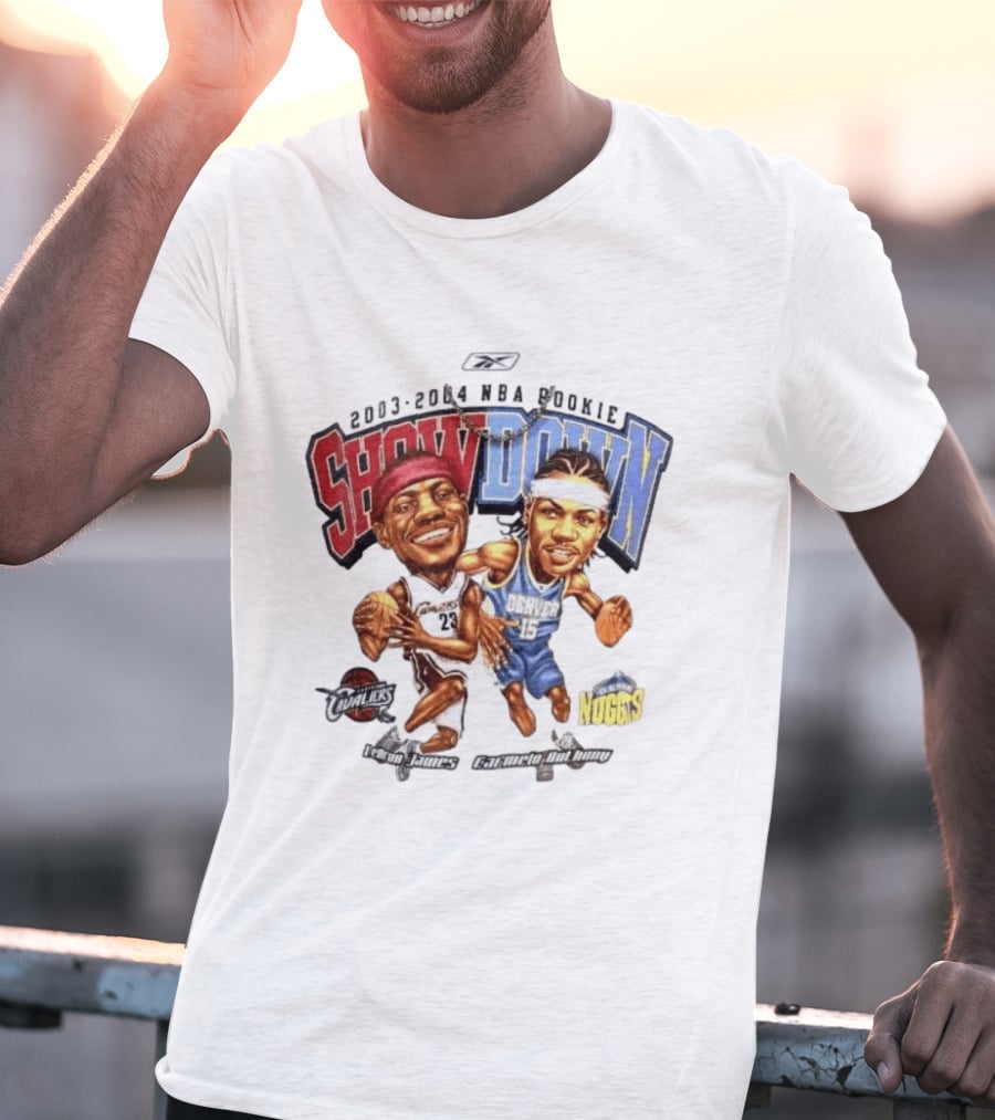2003 2004 NBA Rookie Showdown LeBron James Carmelo Anthony Cavaliers Nuggets T-Shirt
