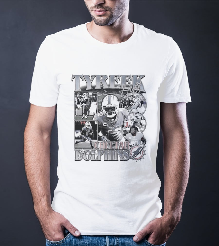 Tyreek Hill Cheetah Miami Dolphins Retro 90s Bootleg Football Player T-Shirt