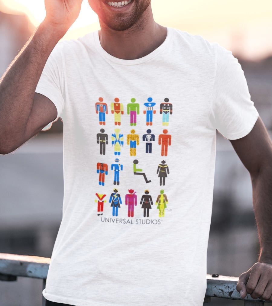 UNIVERSAL STUDIOS Marvel Super Heroes Iconic Characters T-Shirt