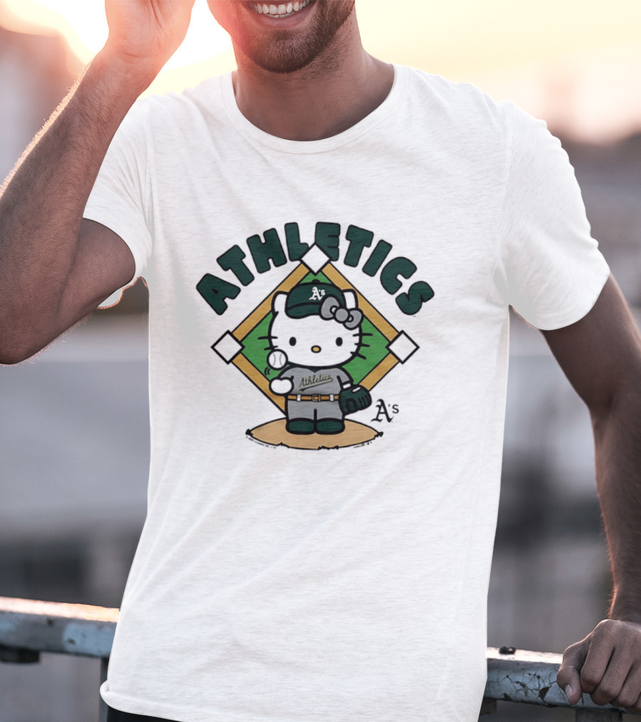 Athletics Hello Kitty MLB Collaboration Baseball Character With A's T-Shirt