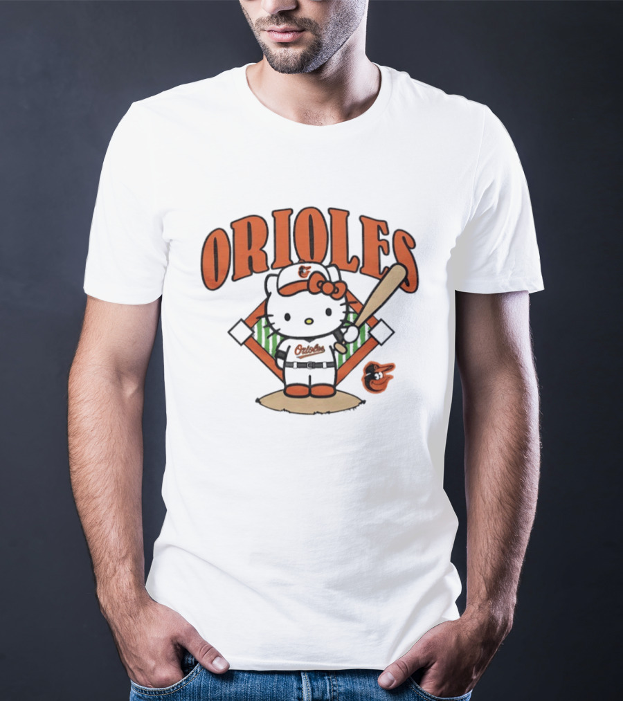 Baltimore Orioles Hello Kitty MLB Collaboration With Baseball T-Shirt