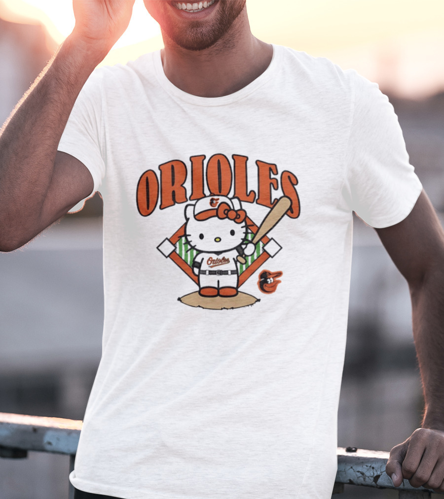 Baltimore Orioles Hello Kitty MLB Collaboration With Baseball T-Shirt