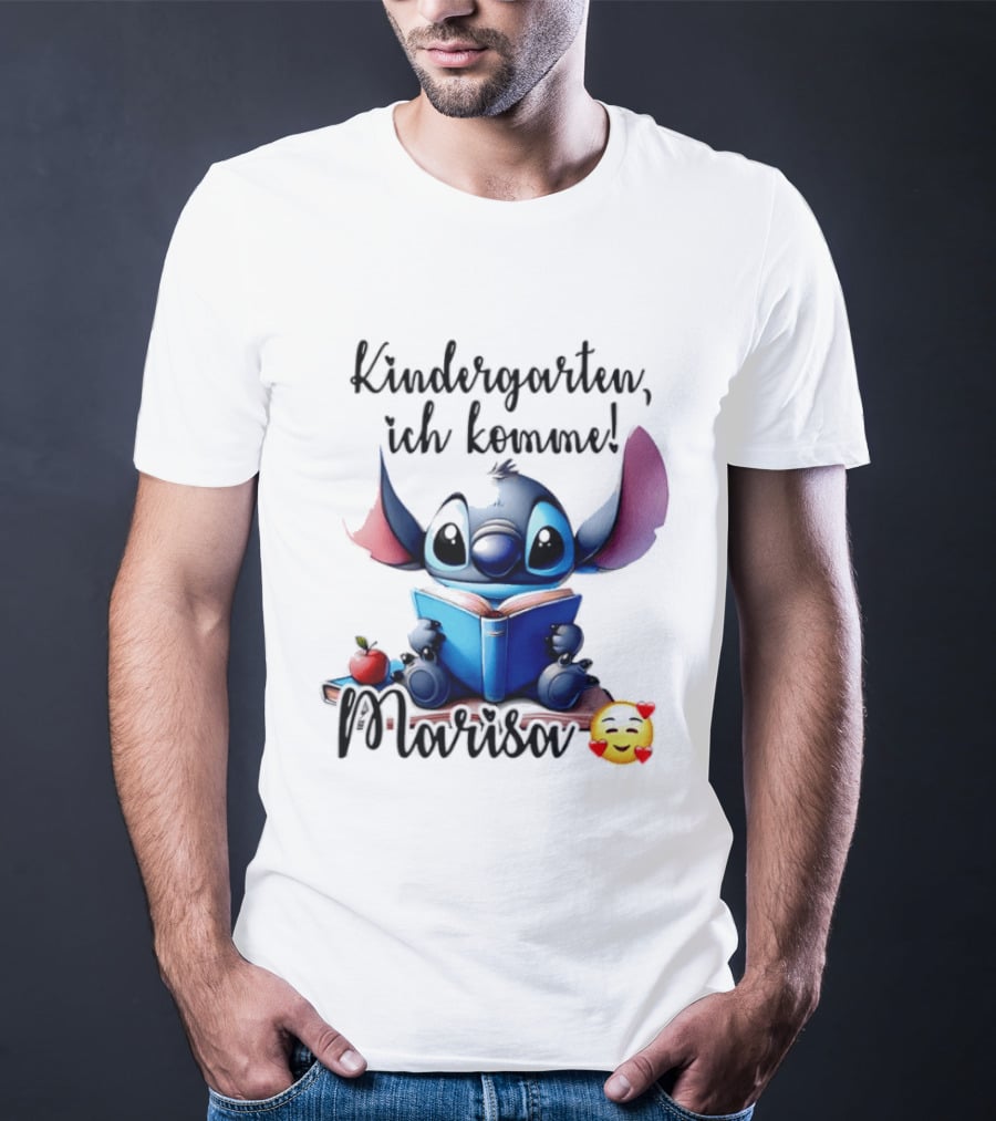 Kindergarten Ich Komme Marisa Blue Alien Book Reading T-Shirt