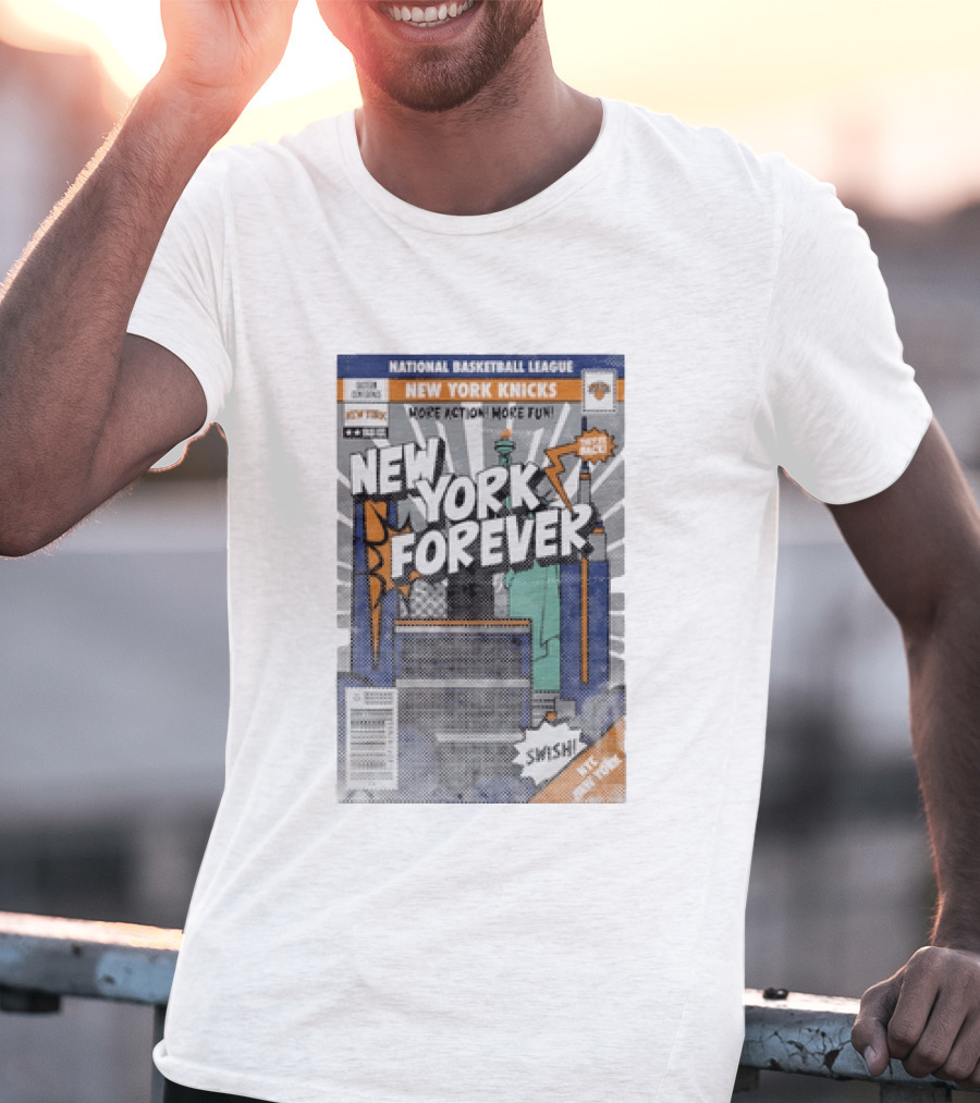 New York Knicks National Basketball League New York Forever Comic Book Style Swish NYC Basketball Fun T-Shirt