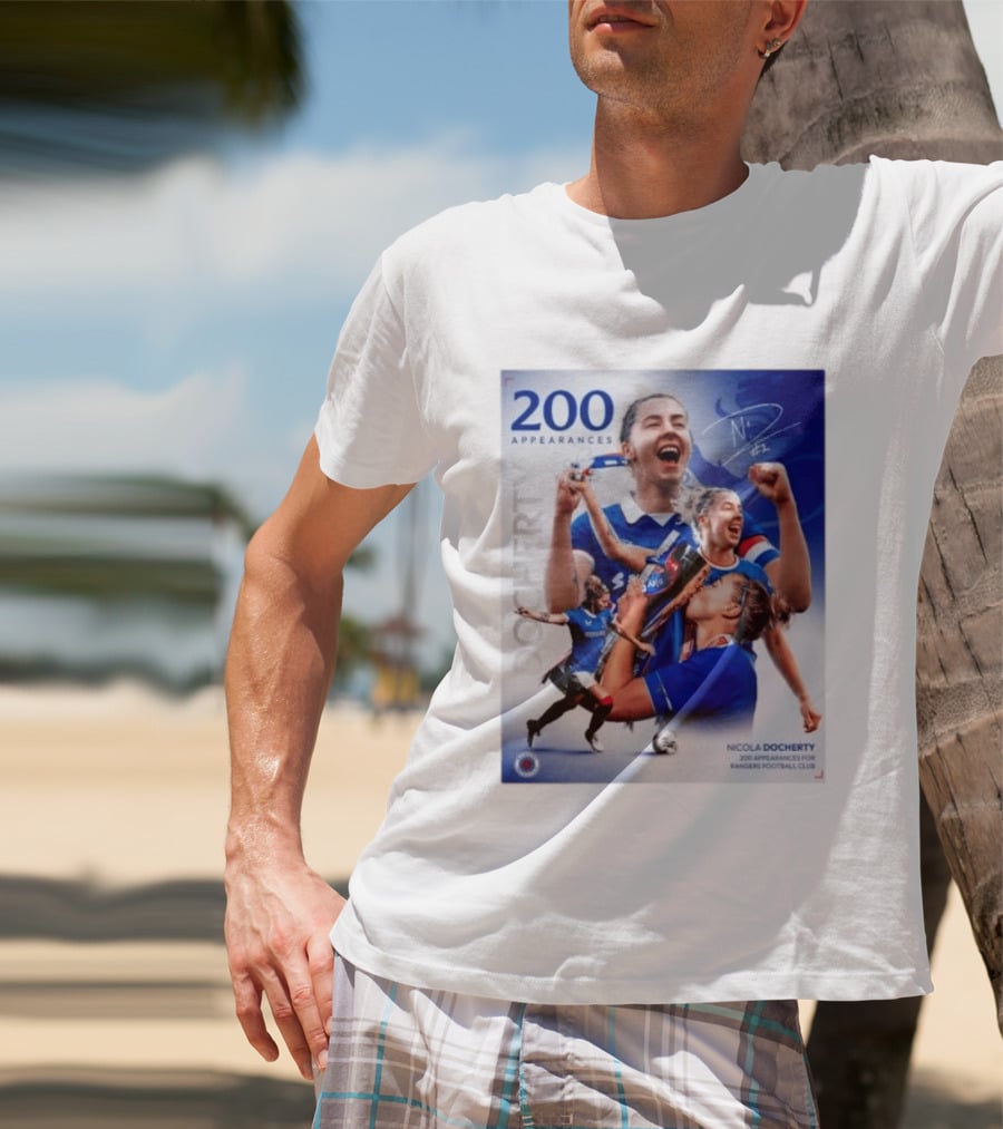 Nicola Docherty 200 Appearances Rangers Football Club Celebration T-Shirt