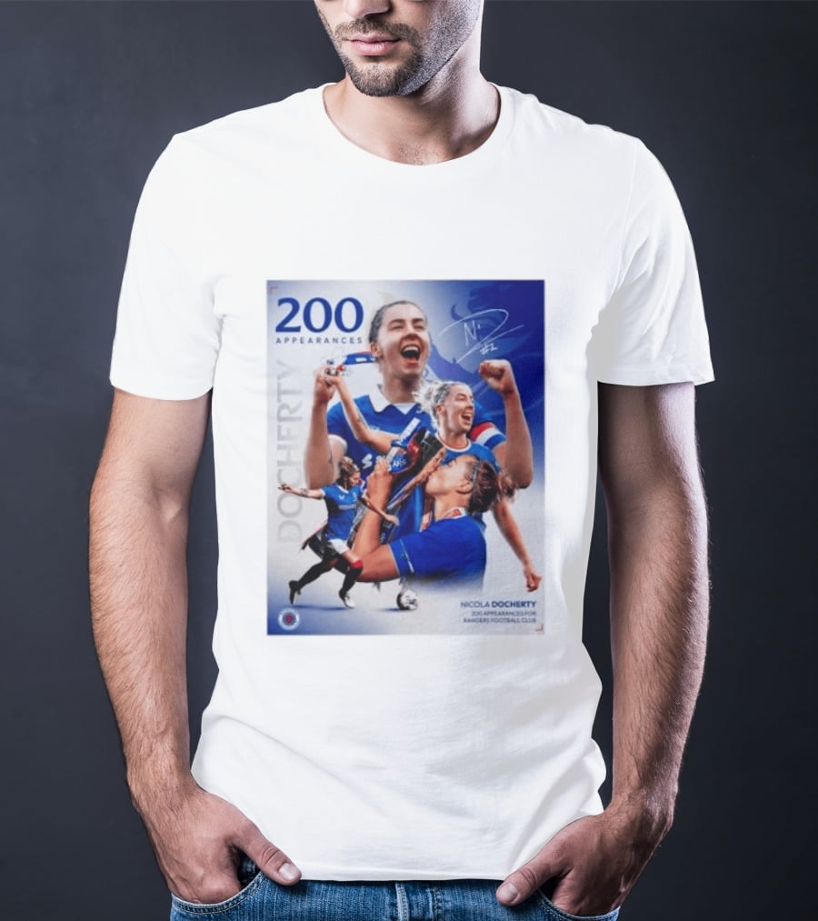 Nicola Docherty 200 Appearances Rangers Football Club Celebration T-Shirt