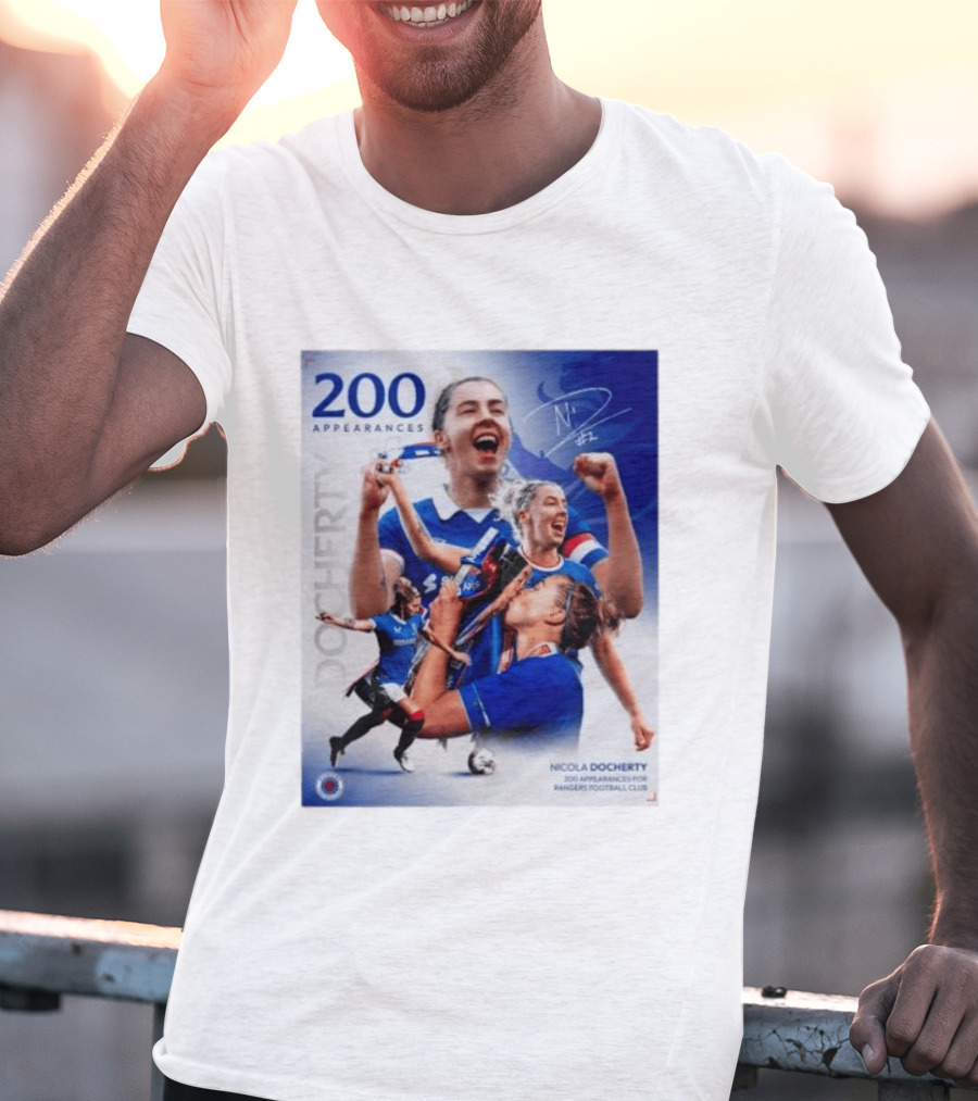 Nicola Docherty 200 Appearances Rangers Football Club Celebration T-Shirt