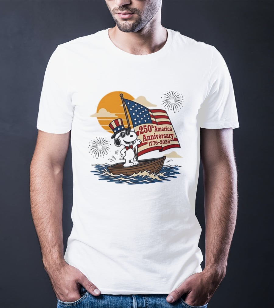 Snoopy 250th America Anniversary 1776 2026 Sailboat Celebration T-Shirt