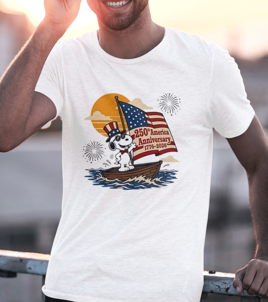 Snoopy 250th America Anniversary 1776 2026 Sailboat Celebration T-Shirt