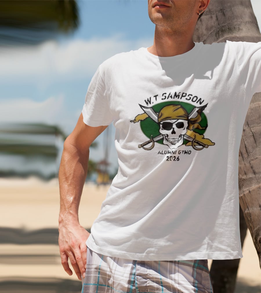 W Sampson Alumni GTMO 2026 Skull Swords Bandana T-Shirt