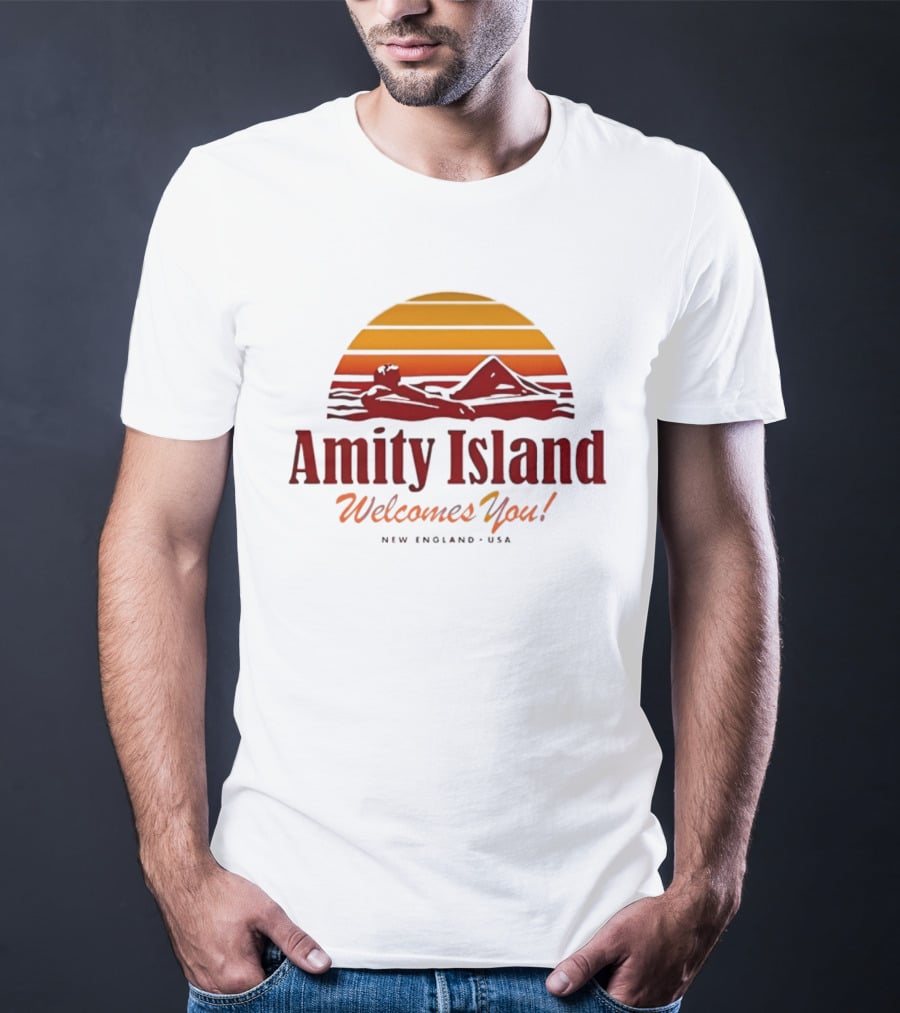 Amity Island Welcomes You New England USA Sunset Scene T-Shirt