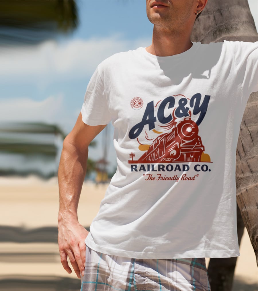 AC&Y Railroad Co. The Friendly Road Vintage Locomotive T-Shirt