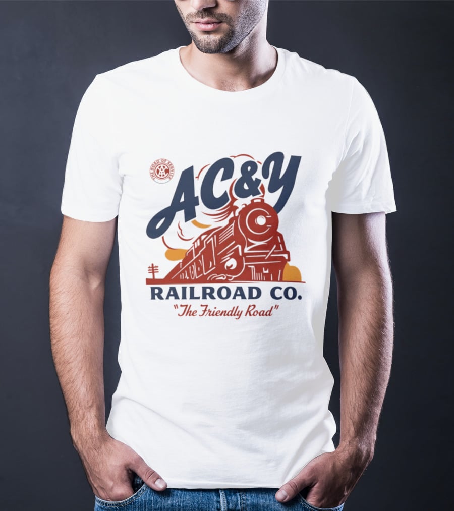 AC&Y Railroad Co. The Friendly Road Vintage Locomotive T-Shirt