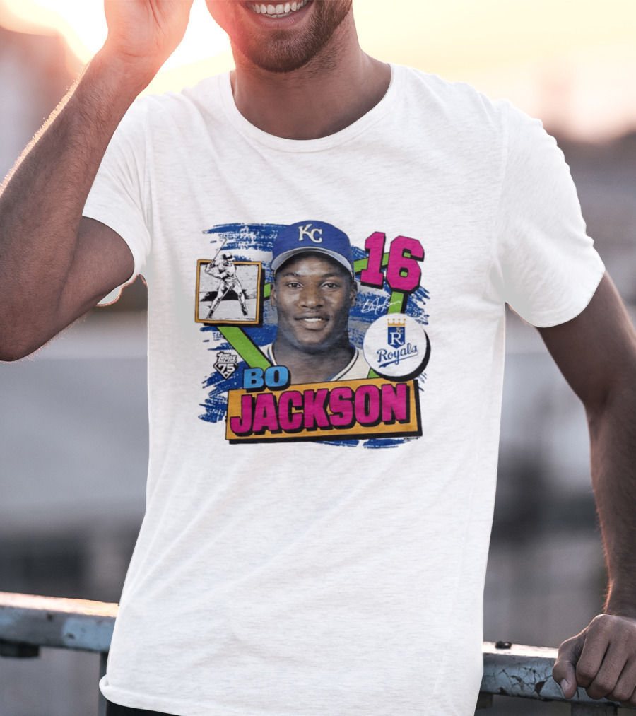 Bo Jackson 16 Kansas City Royals Topps 75 Vintage Baseball Memorabilia T-Shirt