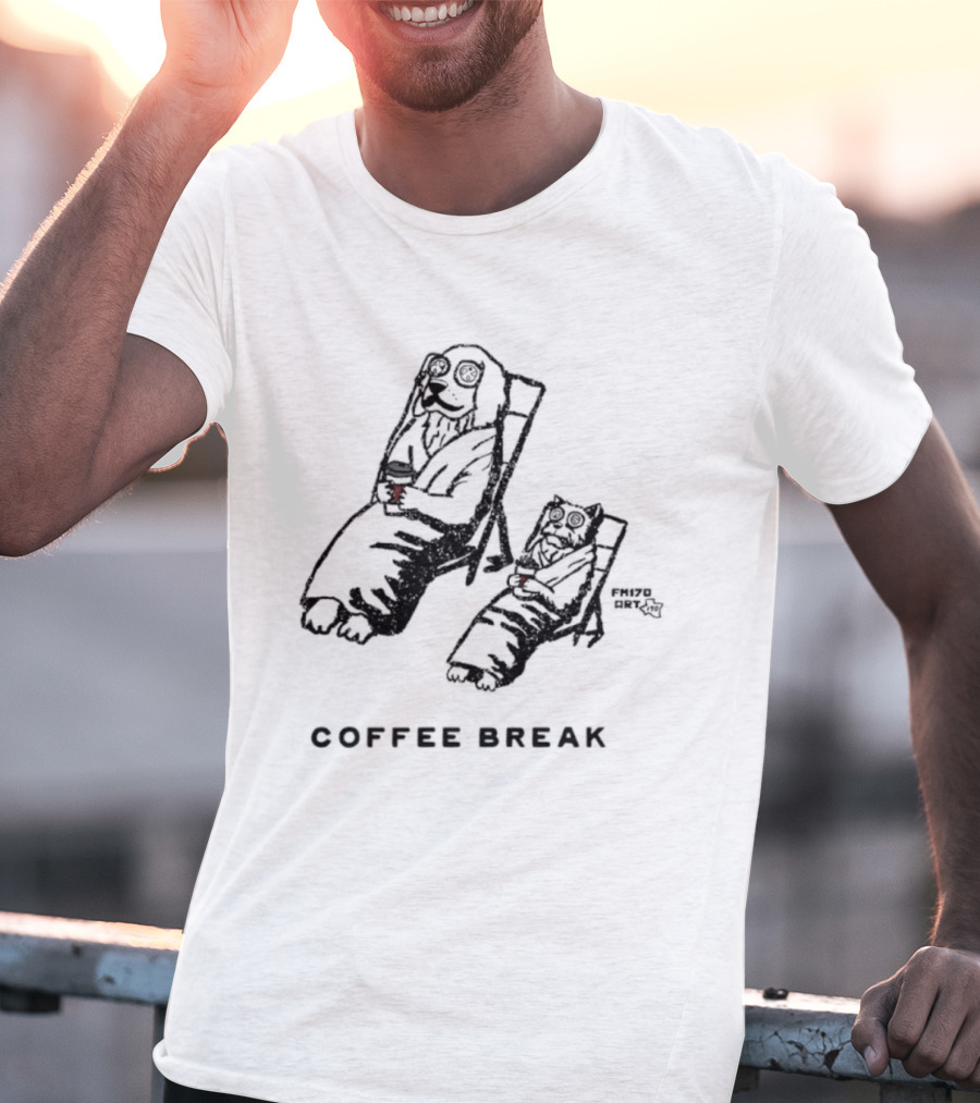 Coffee Break With Relaxing Dog And Cat T-Shirt
