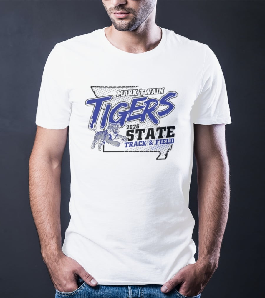 Mark Twain Tigers 2026 State Track And Field Missouri Map T-Shirt