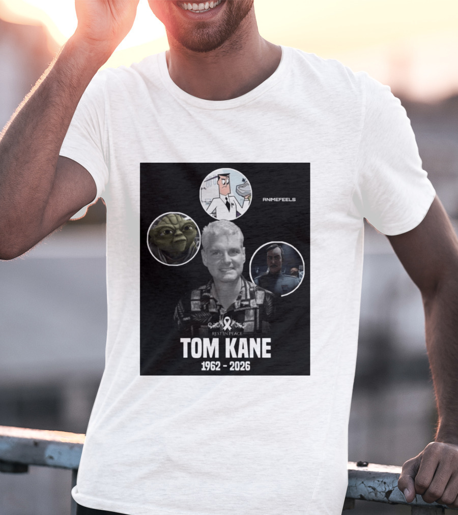 Rest In Peace Tom Kane 1962 2026 Animefeels Yoda T-Shirt