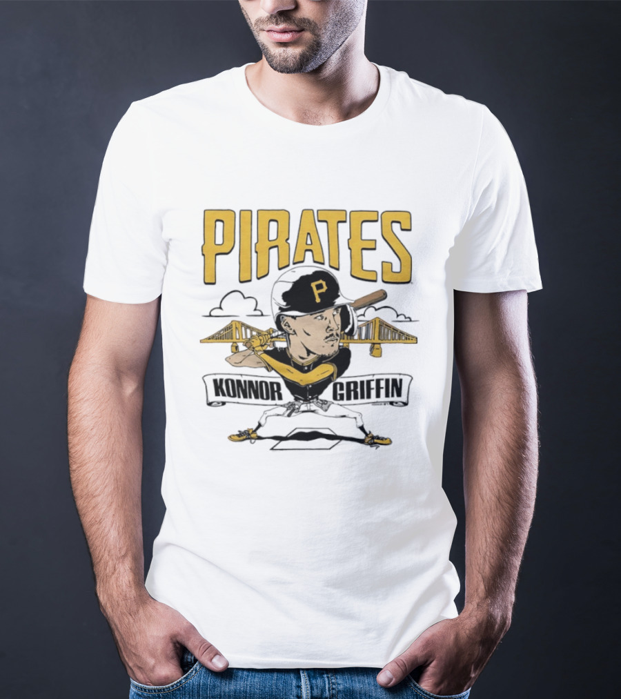 Pittsburgh Pirates Konnor Griffin Caricature Swing With Bridges T-Shirt