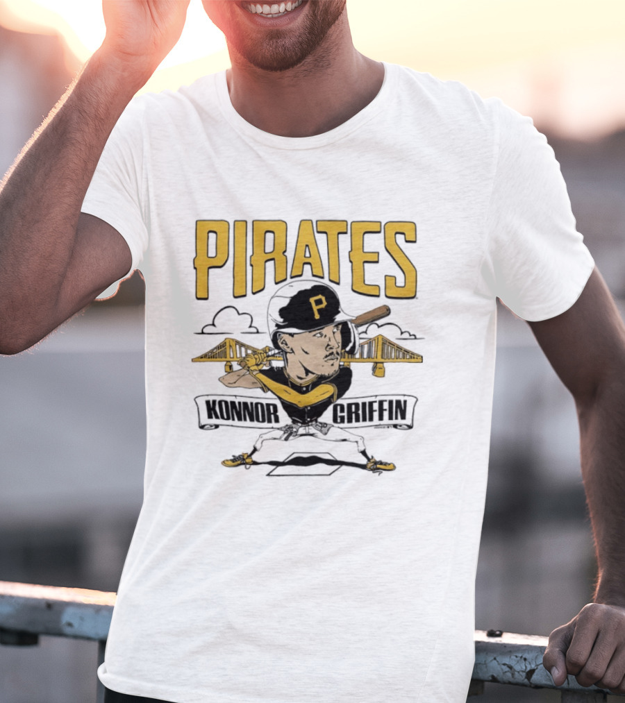 Pittsburgh Pirates Konnor Griffin Caricature Swing With Bridges T-Shirt