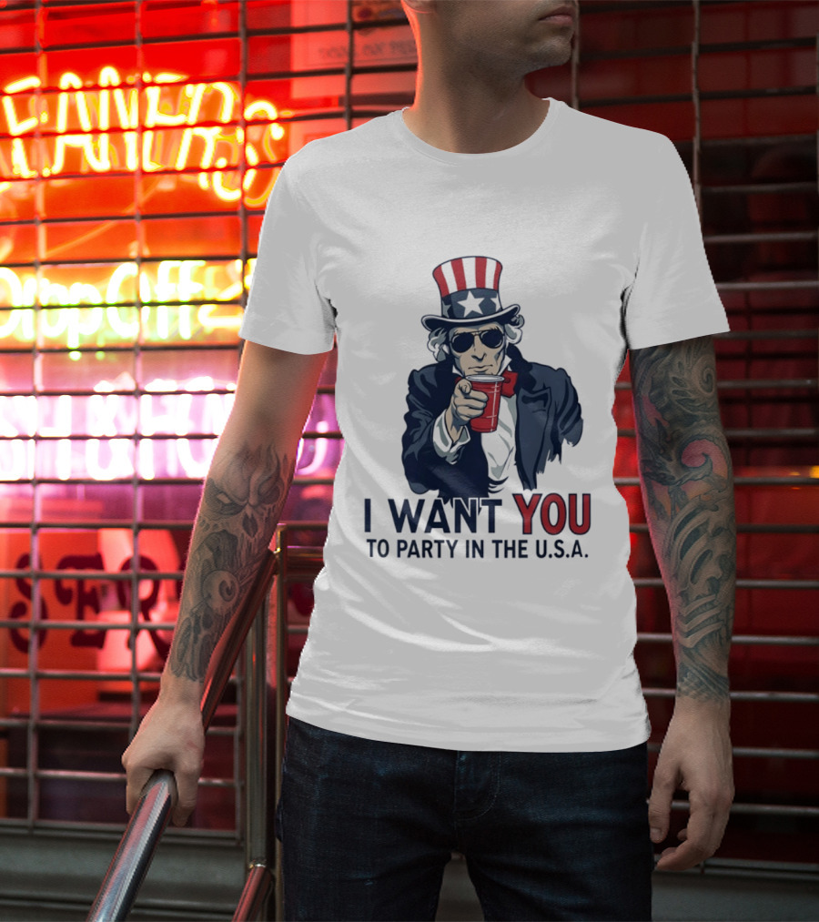 Uncle Sam I Want You To Party In The USA America Patriotic 4th Of July T-Shirt
