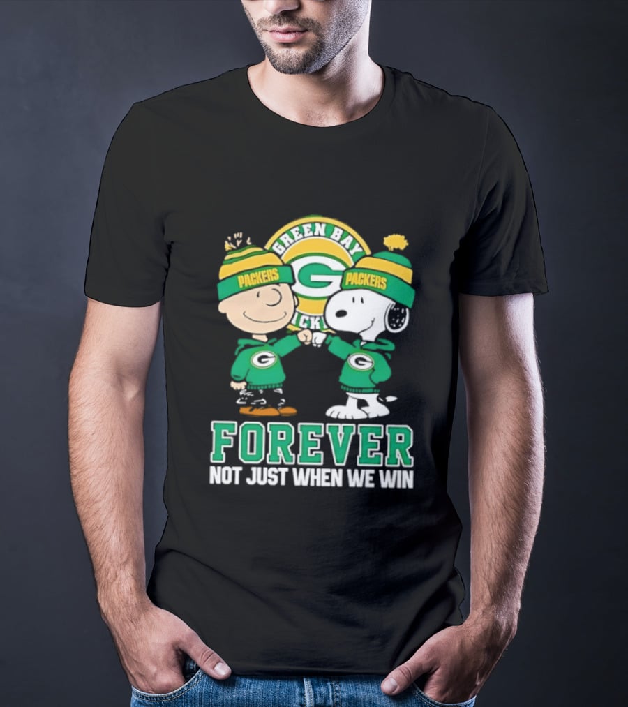 Peanuts Charlie Brown Snoopy Green Bay Packers Forever Not Just When We Win T-Shirt