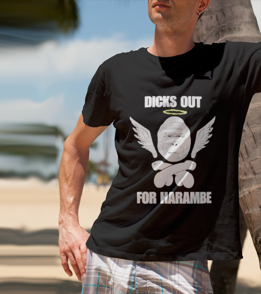 Gorilla With Wings Halo Dicks Out For Harambe T-Shirt