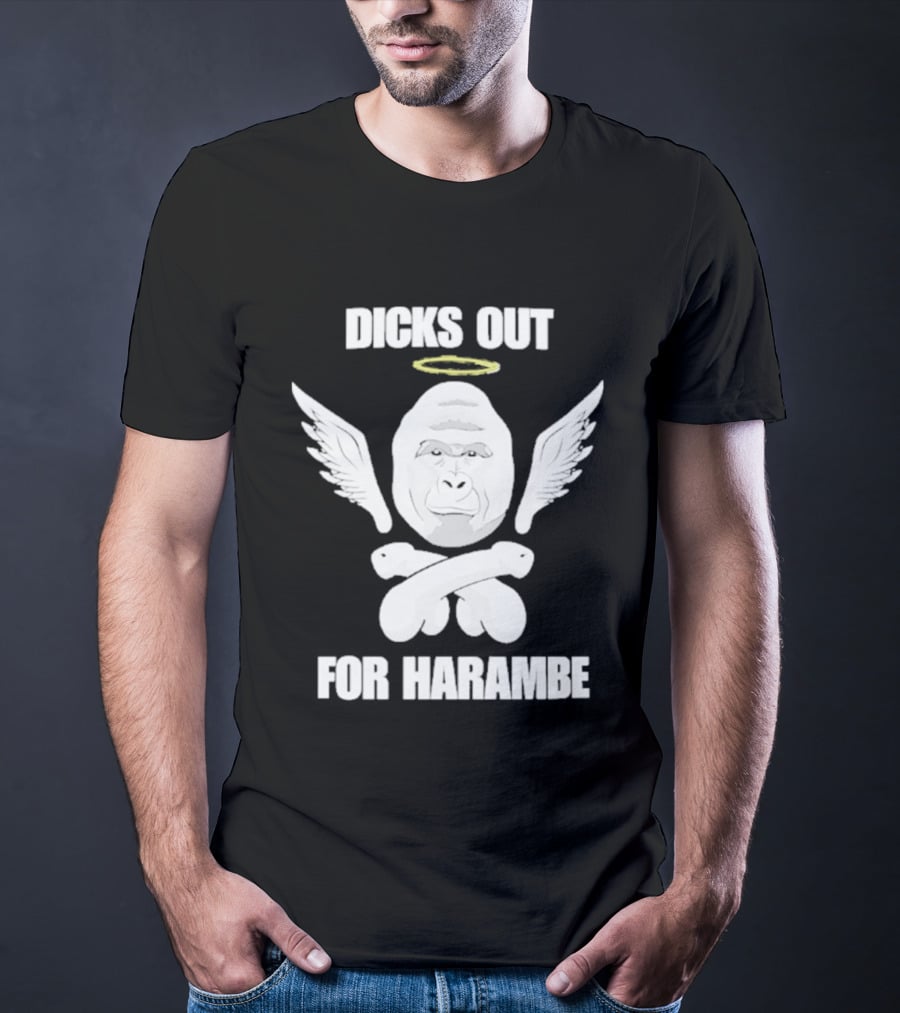 Gorilla With Wings Halo Dicks Out For Harambe T-Shirt