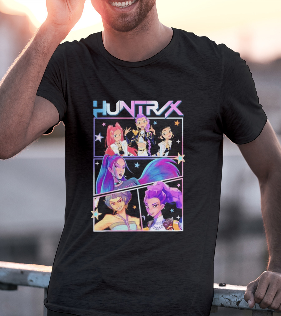 Huntrix Anime Character Panel Demon Hunter T-Shirt
