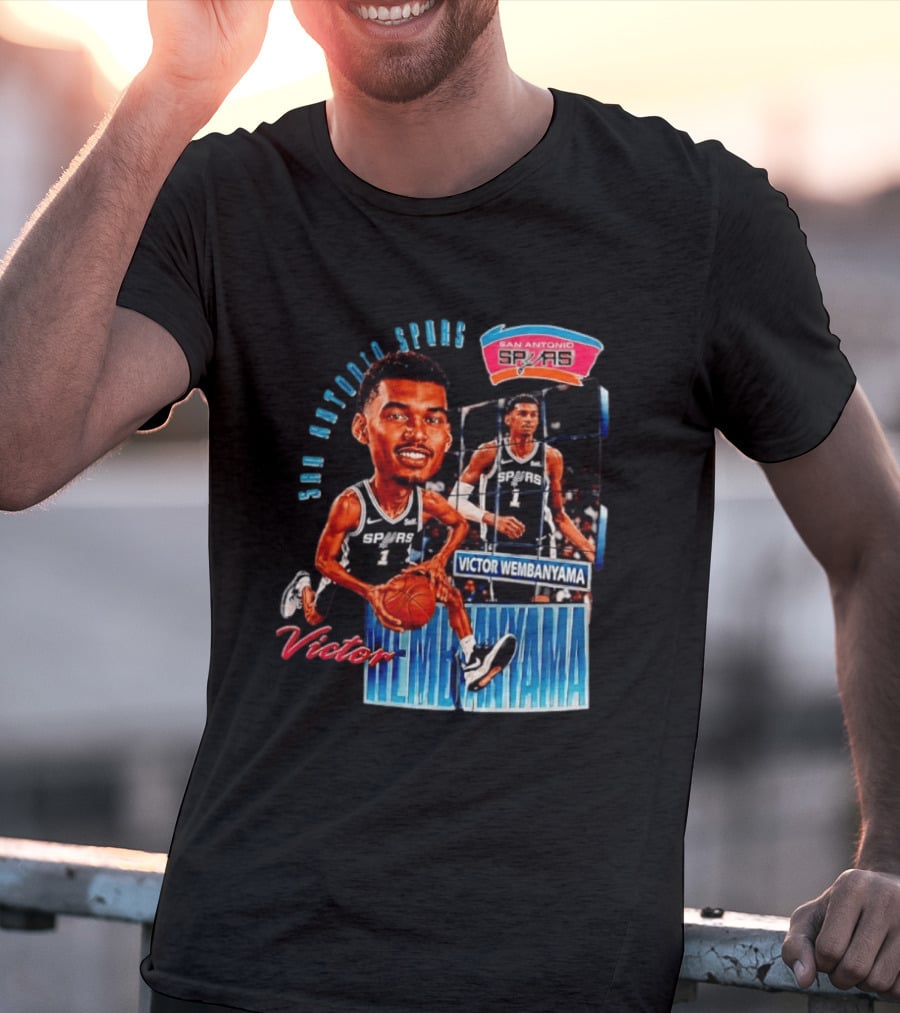San Antonio Spurs Victor Wembanyama Basketball Caricature T-Shirt