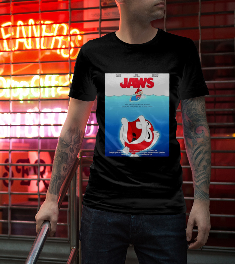 Mario Jaws Big Bertha Bowser Koopa Movie T-Shirt