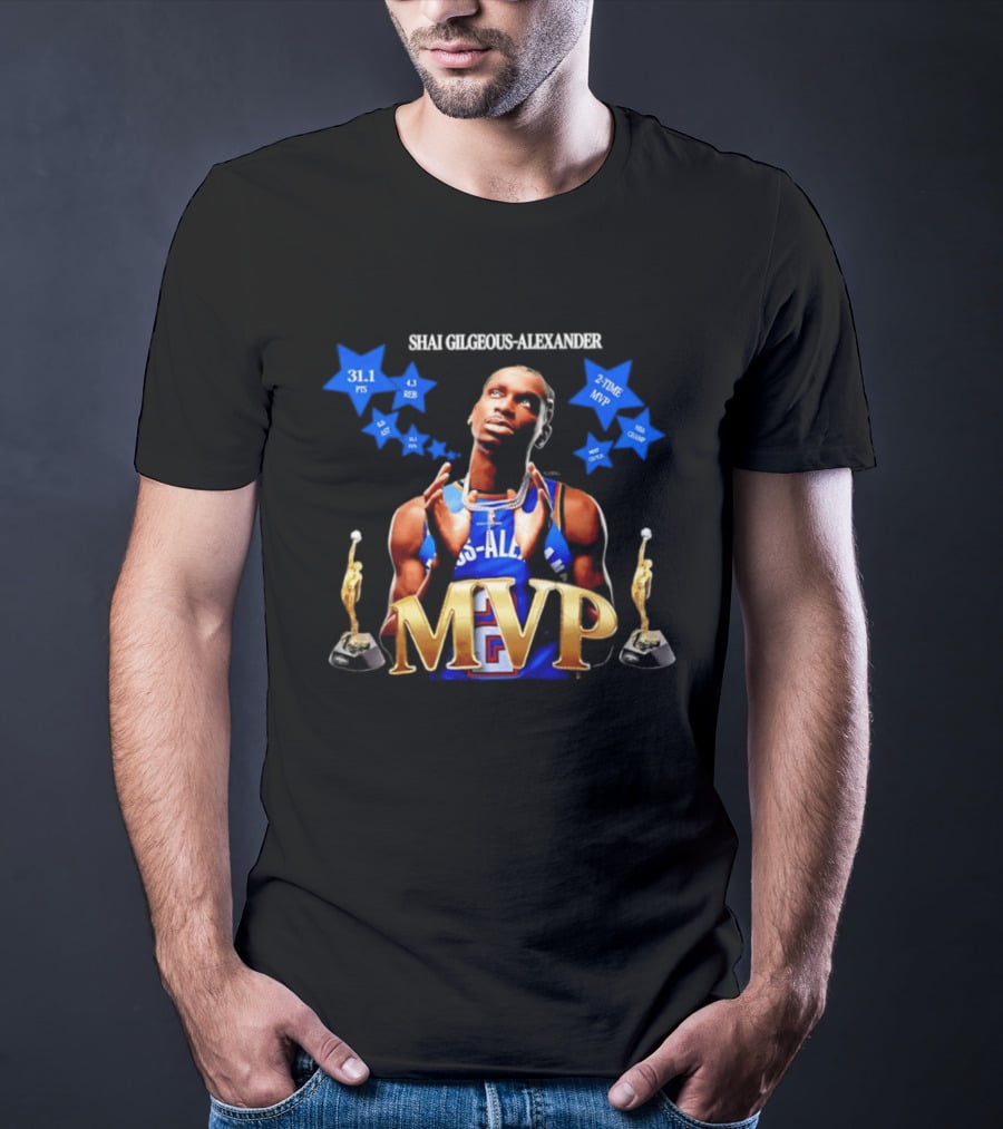 Shai Gilgeous Alexander MVP 31.1 Points 4.3 Rebounds Two Time MVP Champion T-Shirt