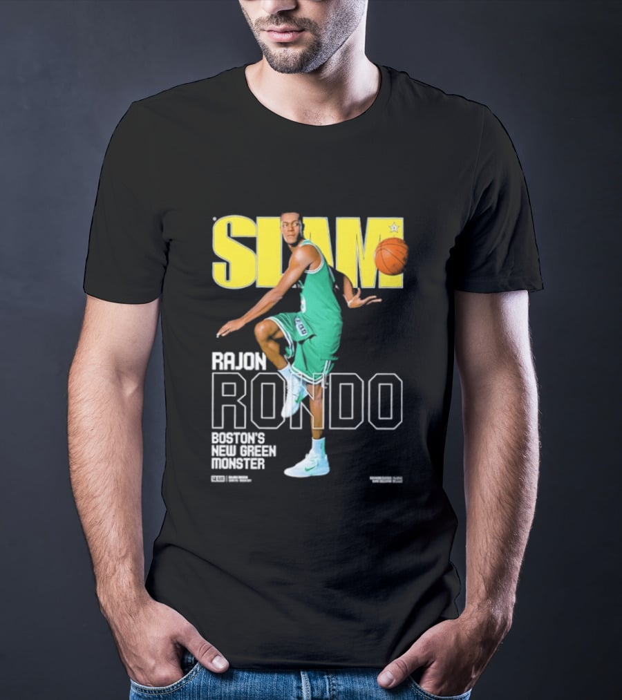 Slam Magazine Cover Rajon Rondo Boston New Green Monster Basketball T-Shirt