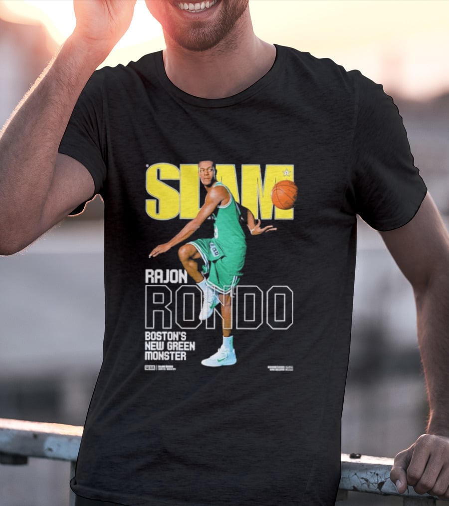 Slam Magazine Cover Rajon Rondo Boston New Green Monster Basketball T-Shirt
