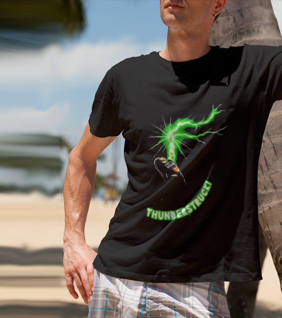 Thunderstruck Green Lightning Female Wrestler Power Burst T-Shirt