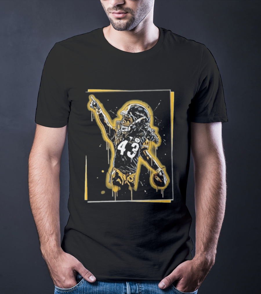 Troy Polamalu Pittsburgh Steelers 43 Splatter Paint Art Football T-Shirt