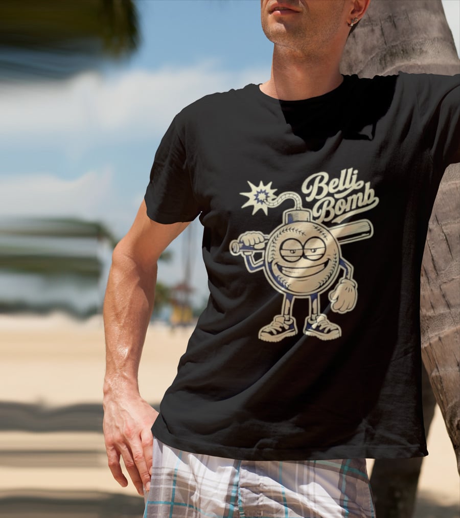 Belli Bomb Baseball Cartoon Bat T-Shirt