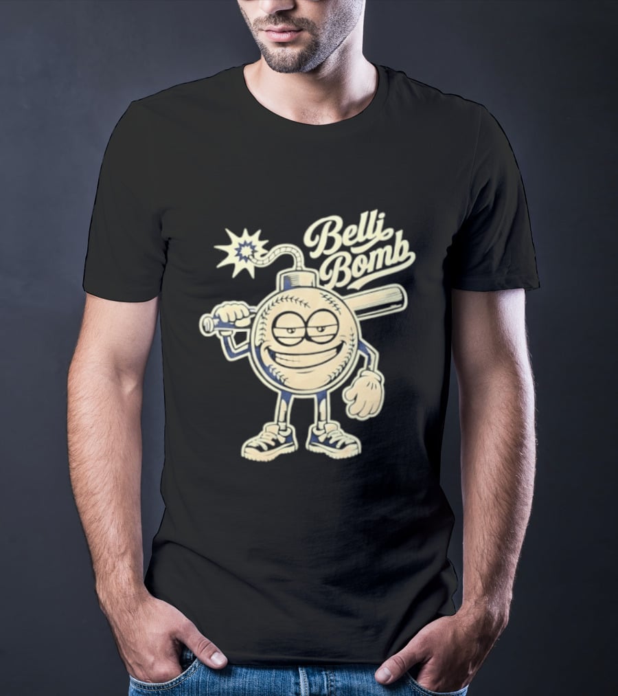 Belli Bomb Baseball Cartoon Bat T-Shirt