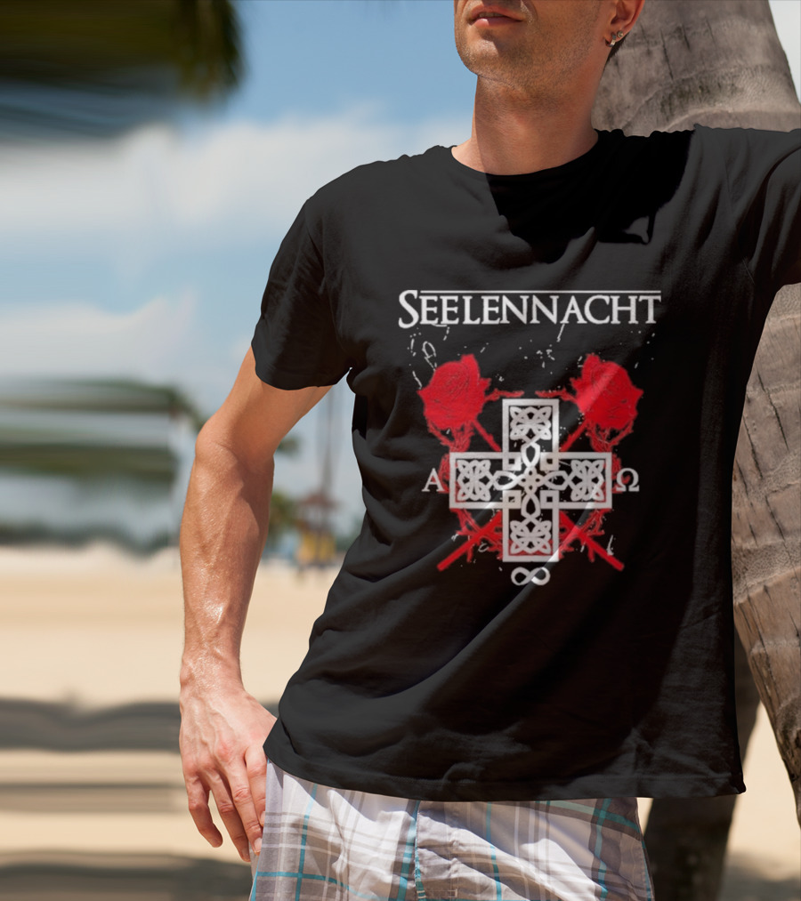 Seelennacht Celtic Cross Red Roses Alpha Omega Infinity T-Shirt