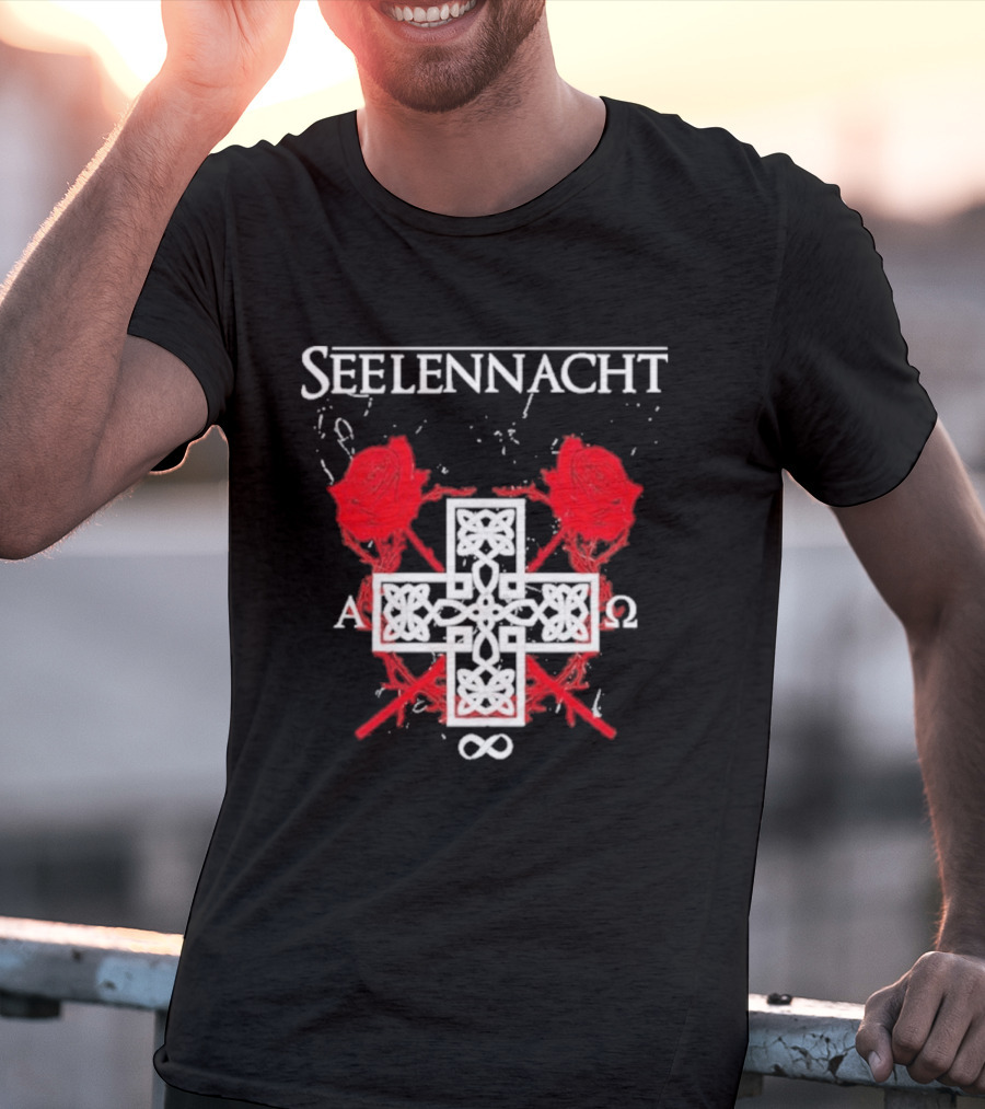 Seelennacht Celtic Cross Red Roses Alpha Omega Infinity T-Shirt