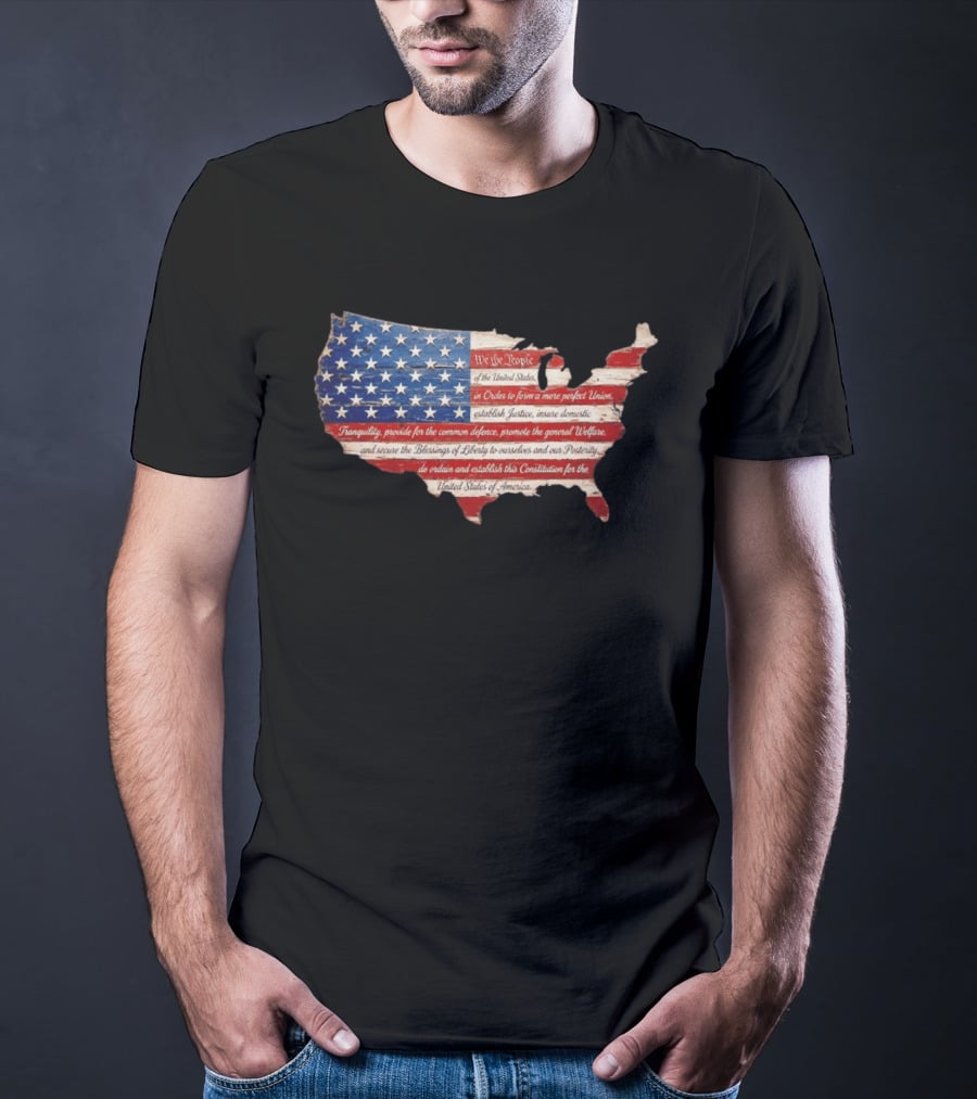 We The People Flag Map Of The United States Constitution T-Shirt