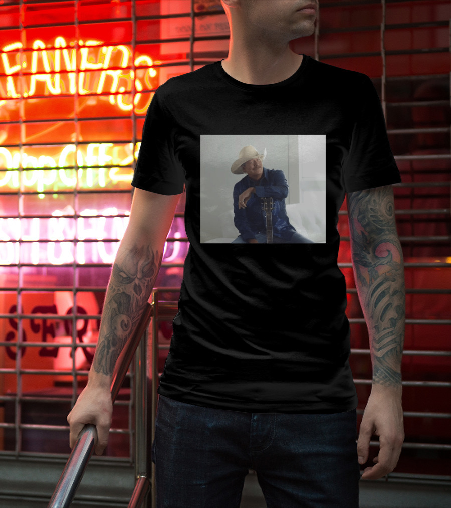 Alan Jackson I Want To Stroll Over Heaven With You White Hat Blue Guitar T-Shirt