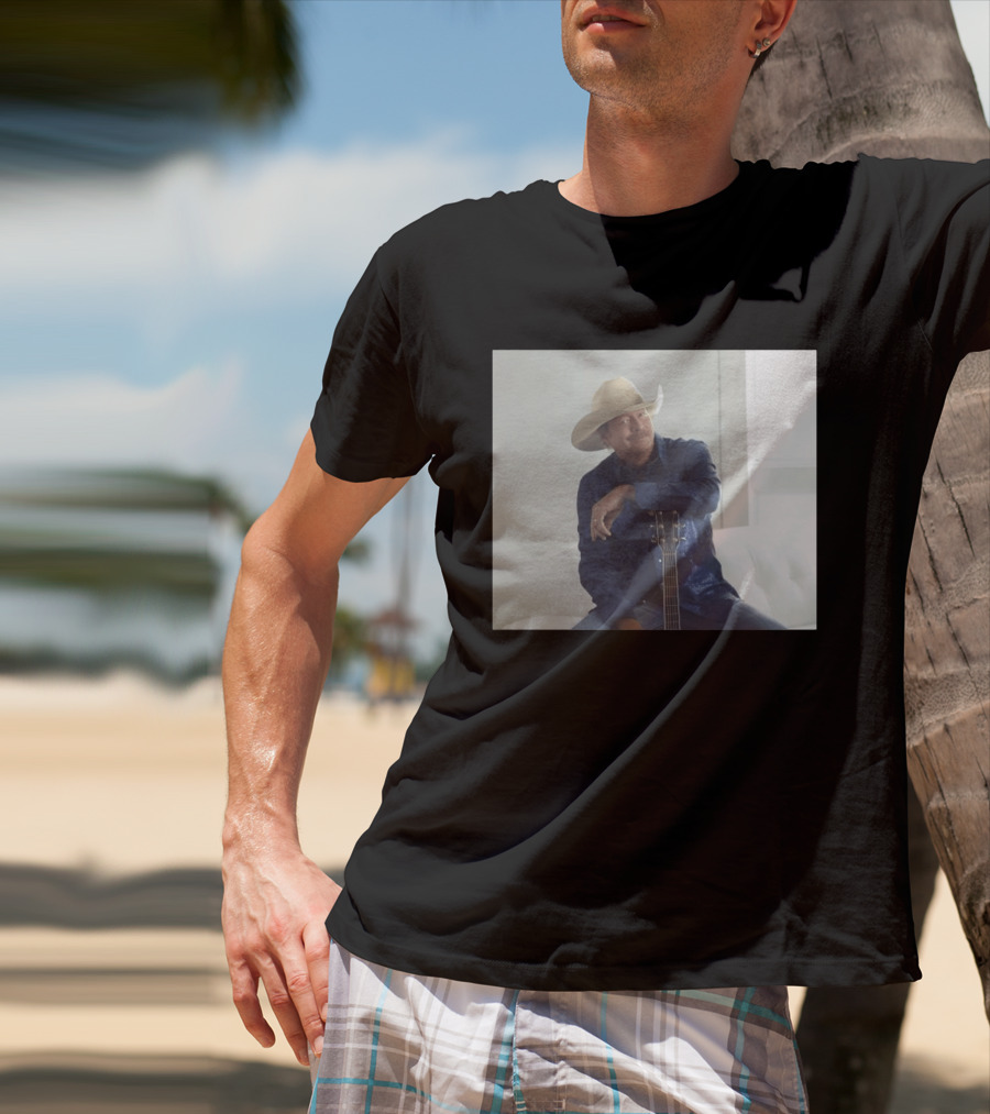 Alan Jackson I Want To Stroll Over Heaven With You White Hat Blue Guitar T-Shirt