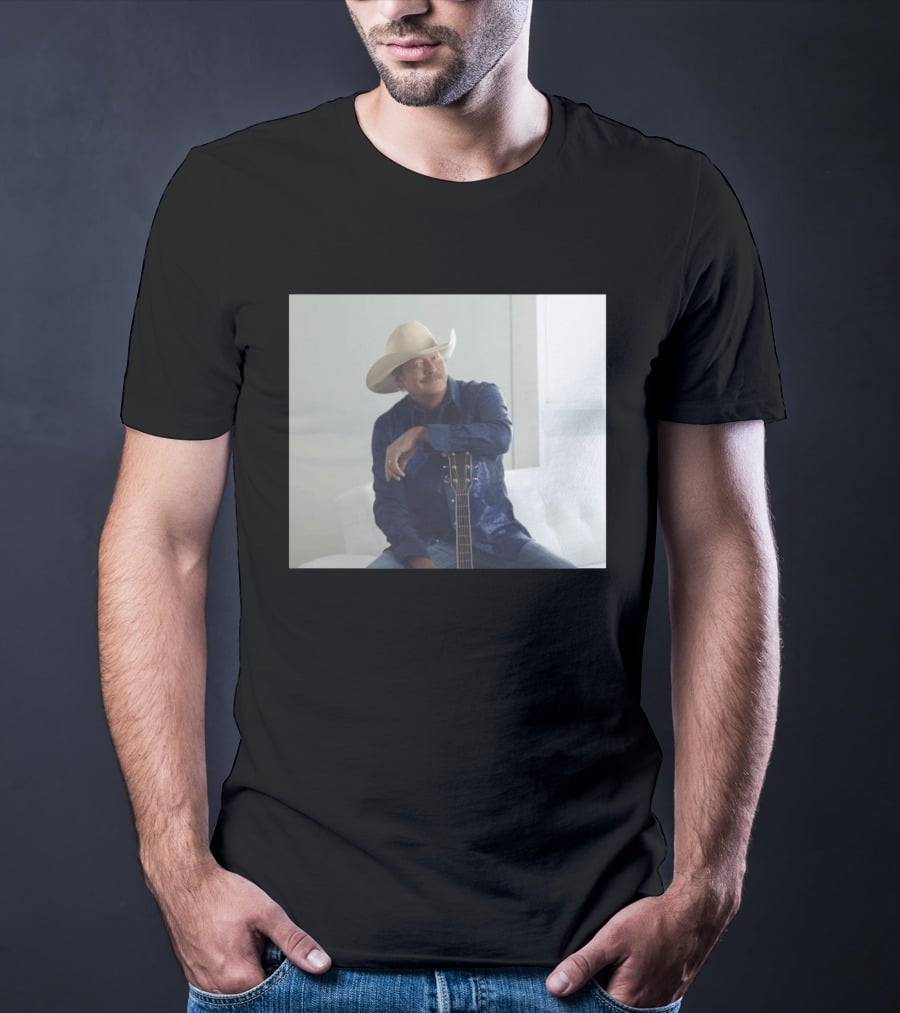 Alan Jackson I Want To Stroll Over Heaven With You White Hat Blue Guitar T-Shirt