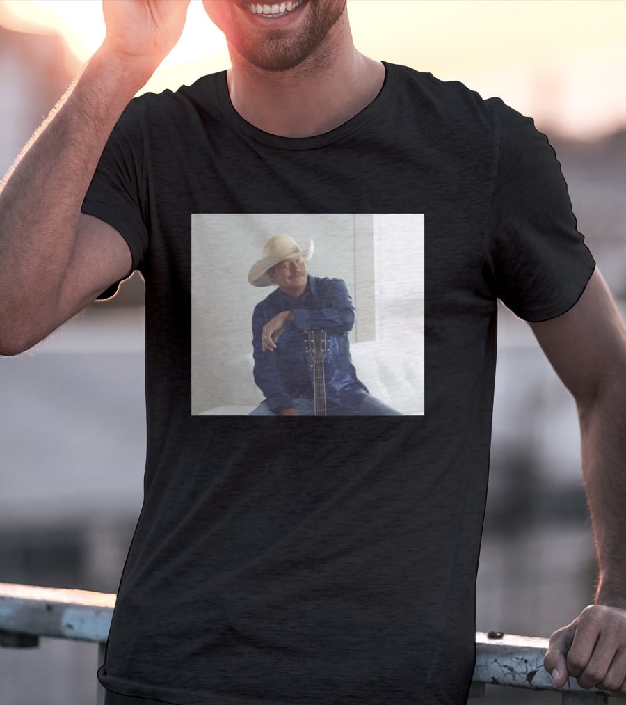 Alan Jackson I Want To Stroll Over Heaven With You White Hat Blue Guitar T-Shirt